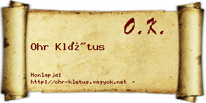 Ohr Klétus névjegykártya